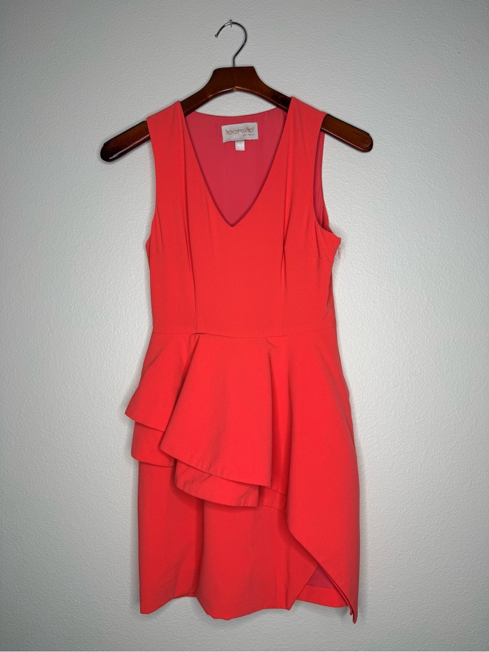 KEEPSAKE the Label Coral High-Low Peplum Dress